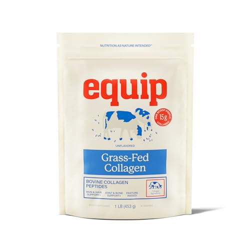 Equip Foods Grass Fed Collagen Powder | Hydrolyzed Bovine Collagen Peptides with Amino Acids | Prime Beef Collagen for Healthy Joints, Skin & Nails | Non-GMO, Paleo Friendly | 30 Servings, Unflavored | Amazon (US)