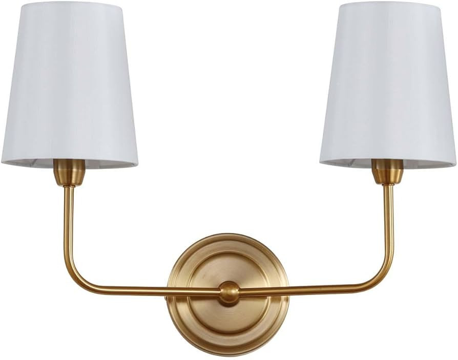 Safavieh Lighting Ezra Brass Gold 2-Light Wall Sconce (LED Bulbs Included) | Amazon (US)