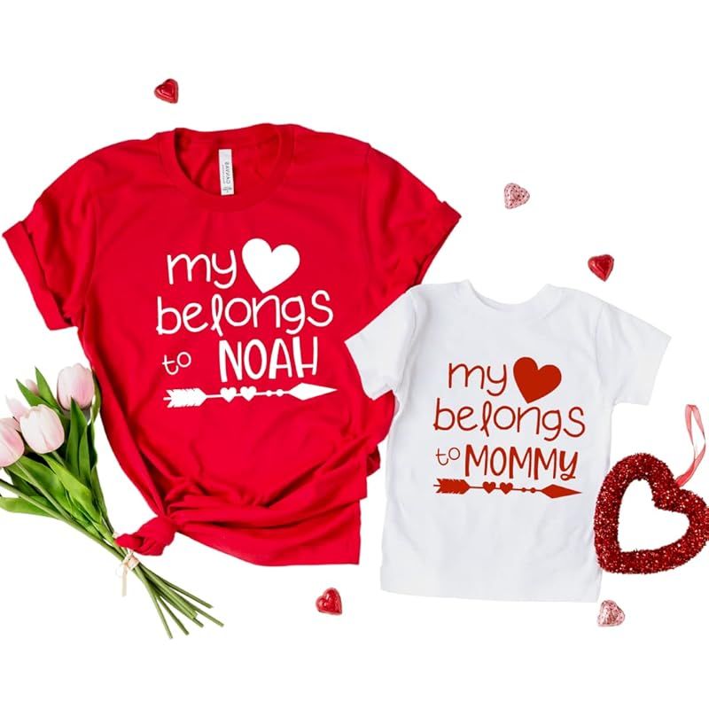 My Heart Belongs To Mommy And Me Valentine Shirts, Valentine's Day Mom And Daughter Matching Outf... | Amazon (US)