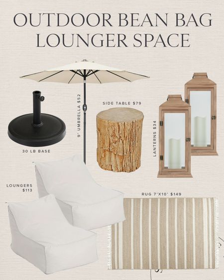 HOME \ outdoor bean bag lounger space! Just ordered all of these pieces to create this cozy situation on my patio👌🏻

Walmart 
Decor
Rug
Umbrella

#LTKunder100 #LTKhome #LTKSeasonal