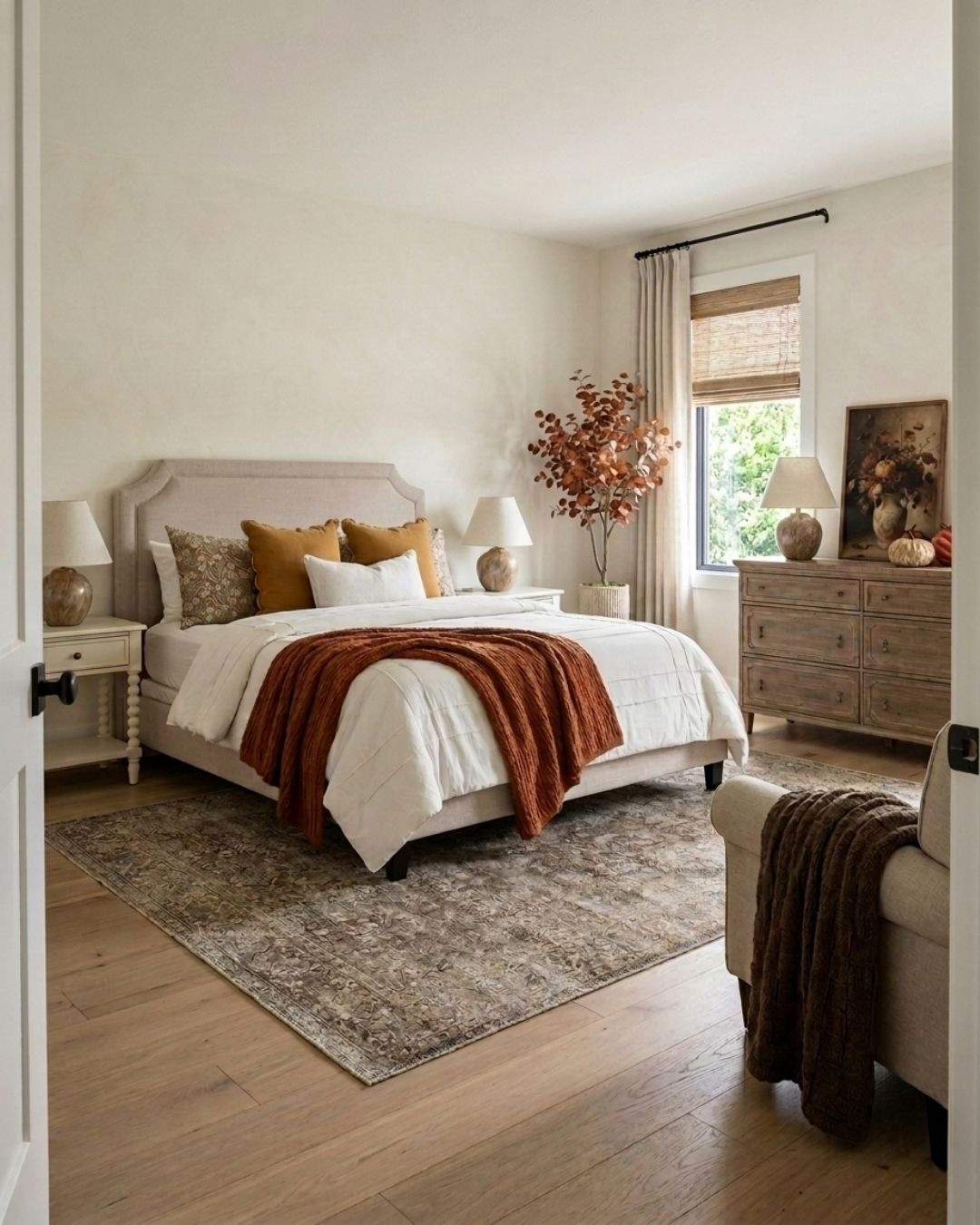 Cozy Fall Farmhouse Bedroom Design

The bedroom is such a fun room to decorate for fall, and it can be really easy to do with just a few simple swaps. Add a few fall-colored throw pillows and blankets, and swap out your everyday wall art for a cozy fall piece. Finally, sprinkle in some fall leaves and stems.

*Note: This is a digital room mockup showcasing product styling ideas from my room design mood board.

#fall #fallbedroom #fallideas #falldecor #fallhome

#LTKHome #LTKSeasonal