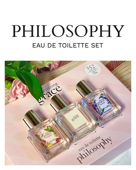Philosophy gifted me this iconic collection during the holidays (thank you!🫶🏼) featuring Philosophy’s fan-favorite Amazing Grace perfumes for women and two new twists on the iconic whisper-soft floral.  Valentine’s is fast approaching and if you are still searching for a Valentine’s gift, this set is still available at @ultabeauty 

These are easy-to-wear FLORAL fragrances and a great travel-size perfume that you can take with you. I highly recommend this gift set!💝💕

Includes:
💗AMAZING GRACE BERGAMOT EAU DE TOILETTE 0.5 oz
This is a limited edition that will take you to a bright new place.  A delicate floral with my favorite scents of rose, orange blossom, and grapefruit.  This is an interesting blend that surely brightens my day.  Love this!

Key Notes:
Top - bergamot, cedrat, neroli, grapefruit
Middle - rose, jasmine, muguet, orange blossom
Base - musk blend

💗AMAZING GRACE LAVENDER EAU DE TOILETTE  0.5oz
This is an easy-to-wear soft floral lavender scent.  My feel-good favorite floral perfume.  Very mild, peaceful, and cheerful.  This is a relaxing scent for everyday use.  Love this!

Key Notes:
Top - bergamot, grapefruit, lavender, blackcurrant
Middle - rhubarb, raspberry, cardamom, lily of the valley
Base - jasmine, musk, pink berries

💗AMAZING GRACE EAU DE TOILETTE  0.5oz
This is Philosophy’s minimalist but memorable fragrance with a mix of bergamot and lily of the valley with their classic musk. It’s feminine, elegant, clean, and soft.  This is iconic for a reason! Love this!

Key Notes:
Top - bergamot
Middle - muguet blossoms
Base - lasting musk

Available at @ultabeauty philosophy Don’t miss this!


#philosophy #amazinggrace #ultabeautyfinds
#lovephilosophy #holidaygifts #AmazingGrace #giftideas #fragrancelover #fragrancecollection #heartsday #valentines #valentinesgift

#LTKbeauty #LTKGiftGuide
