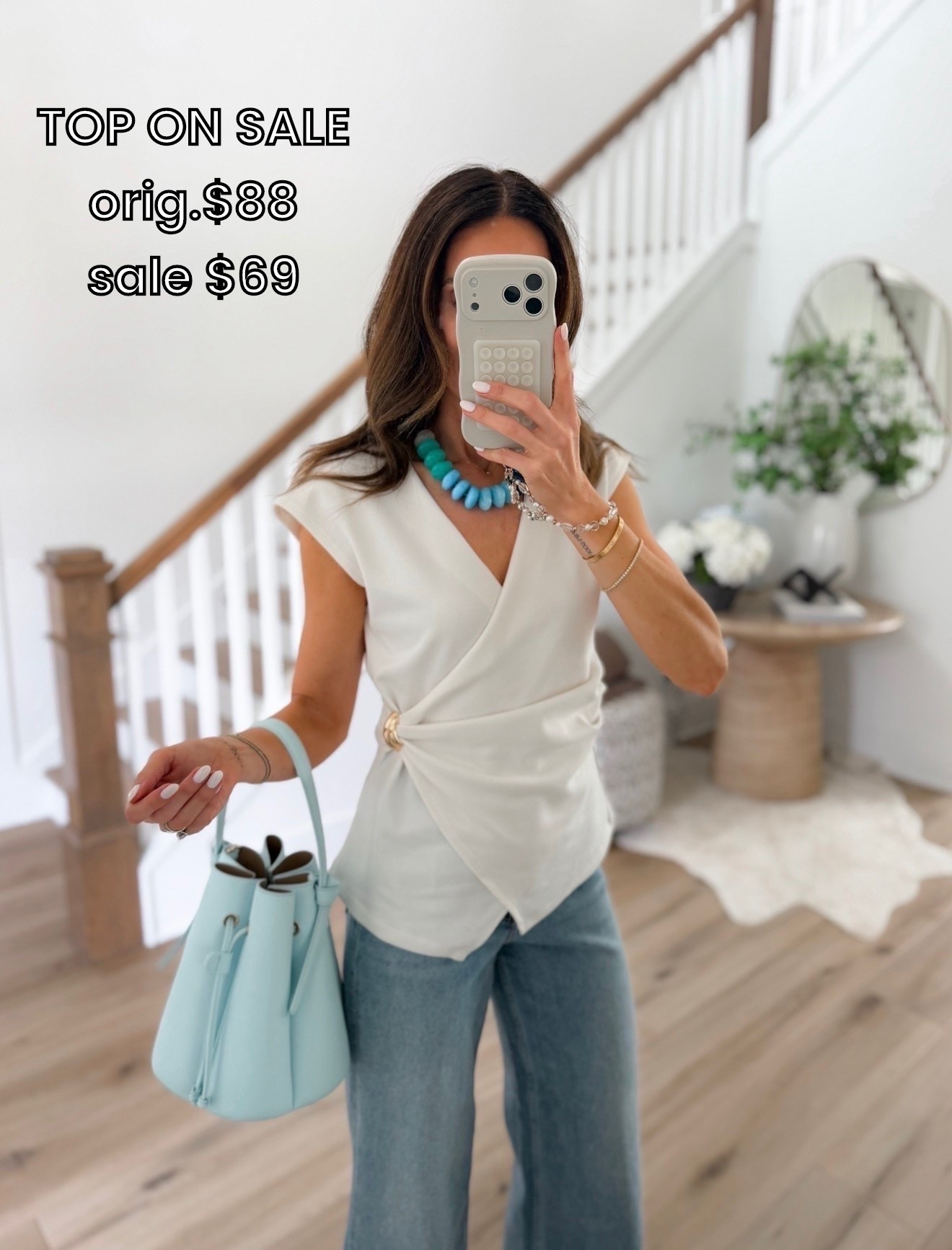 Wrap top on sale for $69.