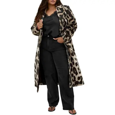 City Chic Print Coat in Zebra at Nordstrom, Size 16W | Nordstrom