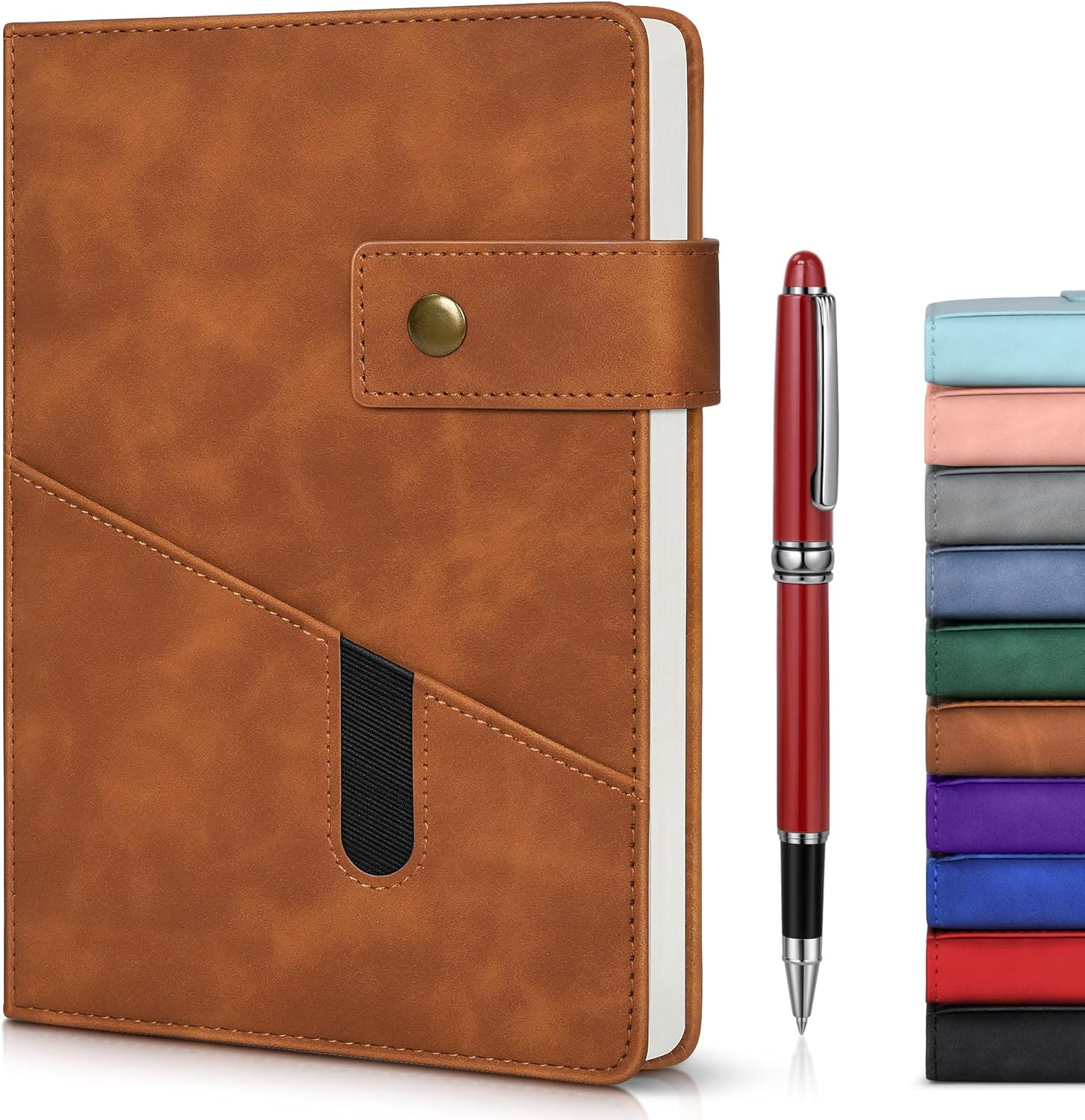 Brown A5 Lined Leather Journal Notebook for Men Women,5.9" X 8.4" Personalized Hardcover Journal ... | Amazon (US)