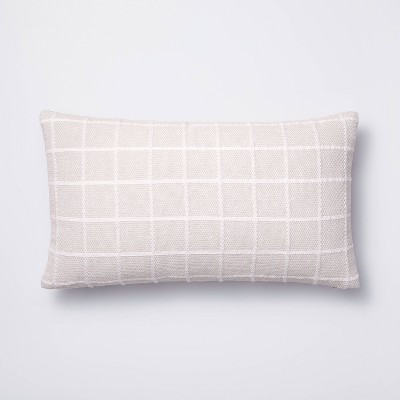 Oblong Woven Grid Decorative Throw Pillow Light Beige - Threshold™ designed with Studio McGee: Cotton Ribbed, Indoor Rectangle Cushion | Target