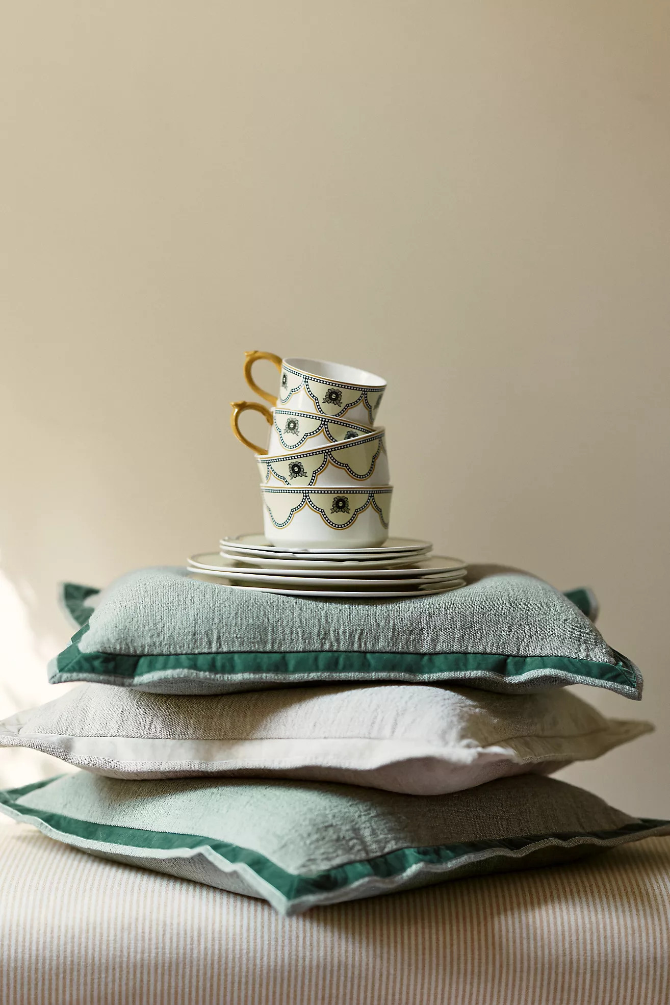 Emory Linen Velvet Bordered Pillow | Anthropologie (US)