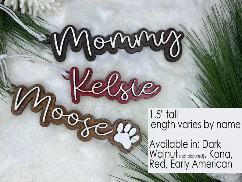 Personalized Wooden Stocking Name Tags: Laser Cut Plywood - Etsy | Etsy (US)