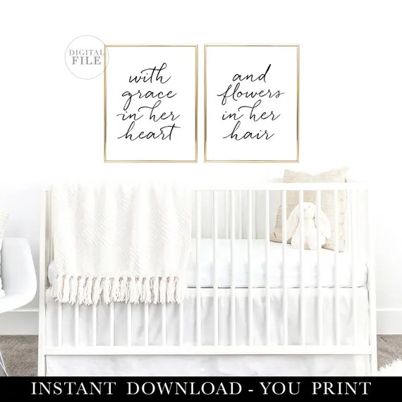 WITH GRACE IN Her Heart - Nursery Decor by Dear Lily Mae - You Print Printable Wall Art - (2) Jpe... | Etsy (US)