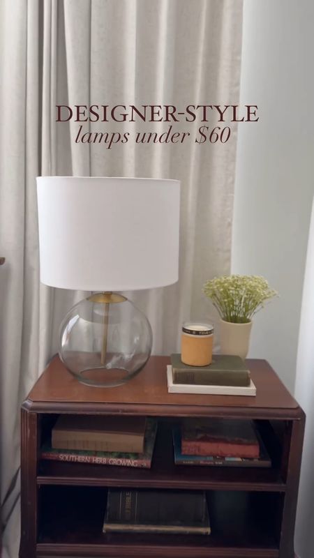 Designer style lamp under $60! 

You should consider trying these if you've been struggling to find a lamp to fit your space. The clear glass and brass design elements make these table lamps the perfect transitional lamp in my opinion.

Absolutely love the price point too
these Amazon lamps are a visual comfort look-for-less on a smaller scale.

Also loving this faux baby's breath arrangement I found on sale at Target for around $10.