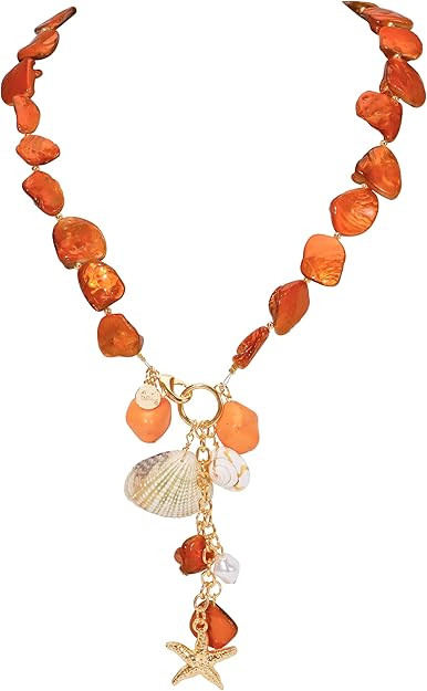 Firstmeet Natural Freshwater Shell Choker With Pearl Starfish Turquoise Pendant Irregular Mother ... | Amazon (US)