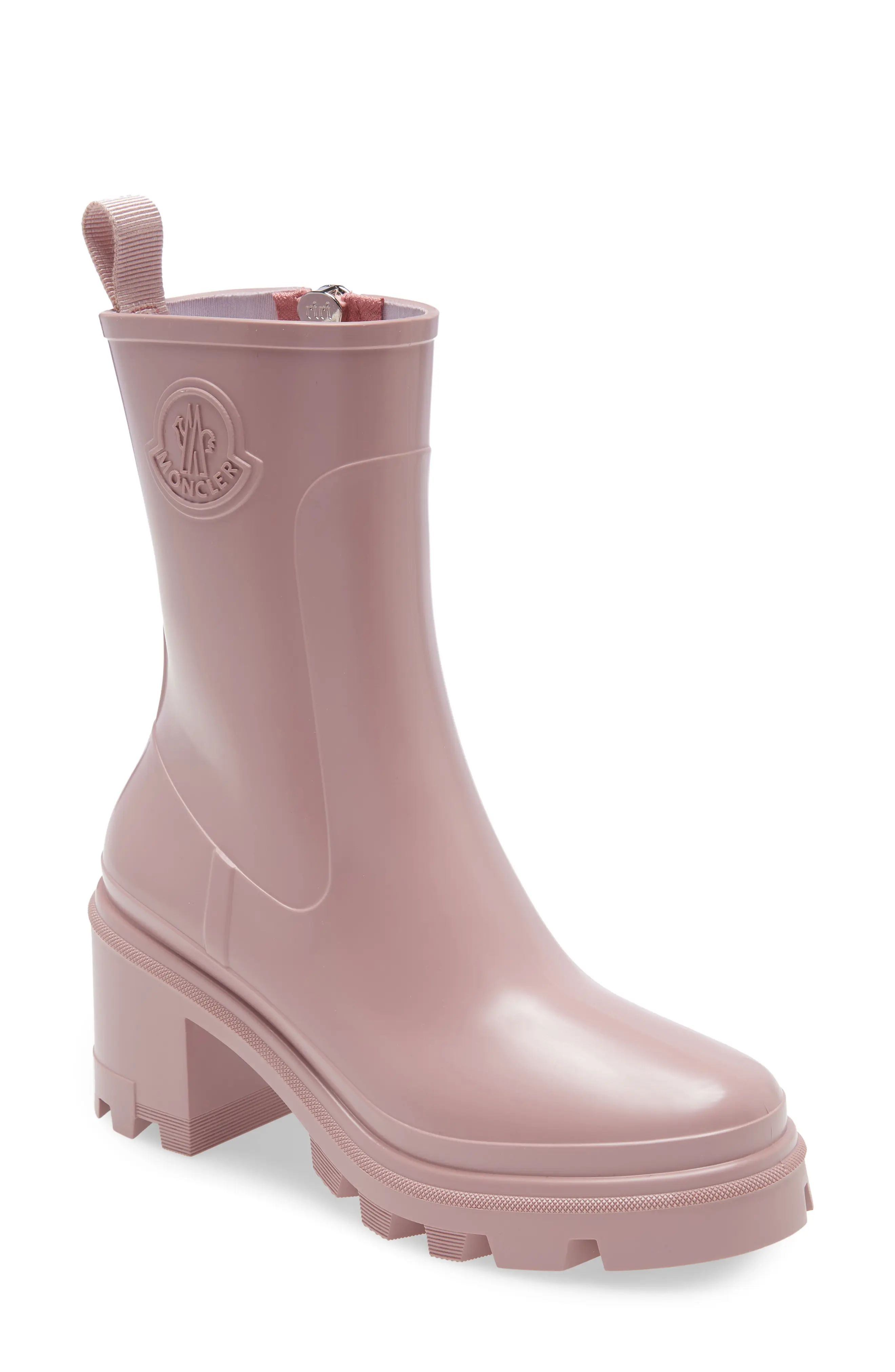 Moncler Loftgrip Block Heel Rain Boot in Pink at Nordstrom, Size 9Us | Nordstrom