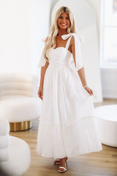 Natural Beauty Midi Dress  - White | Hazel and Olive