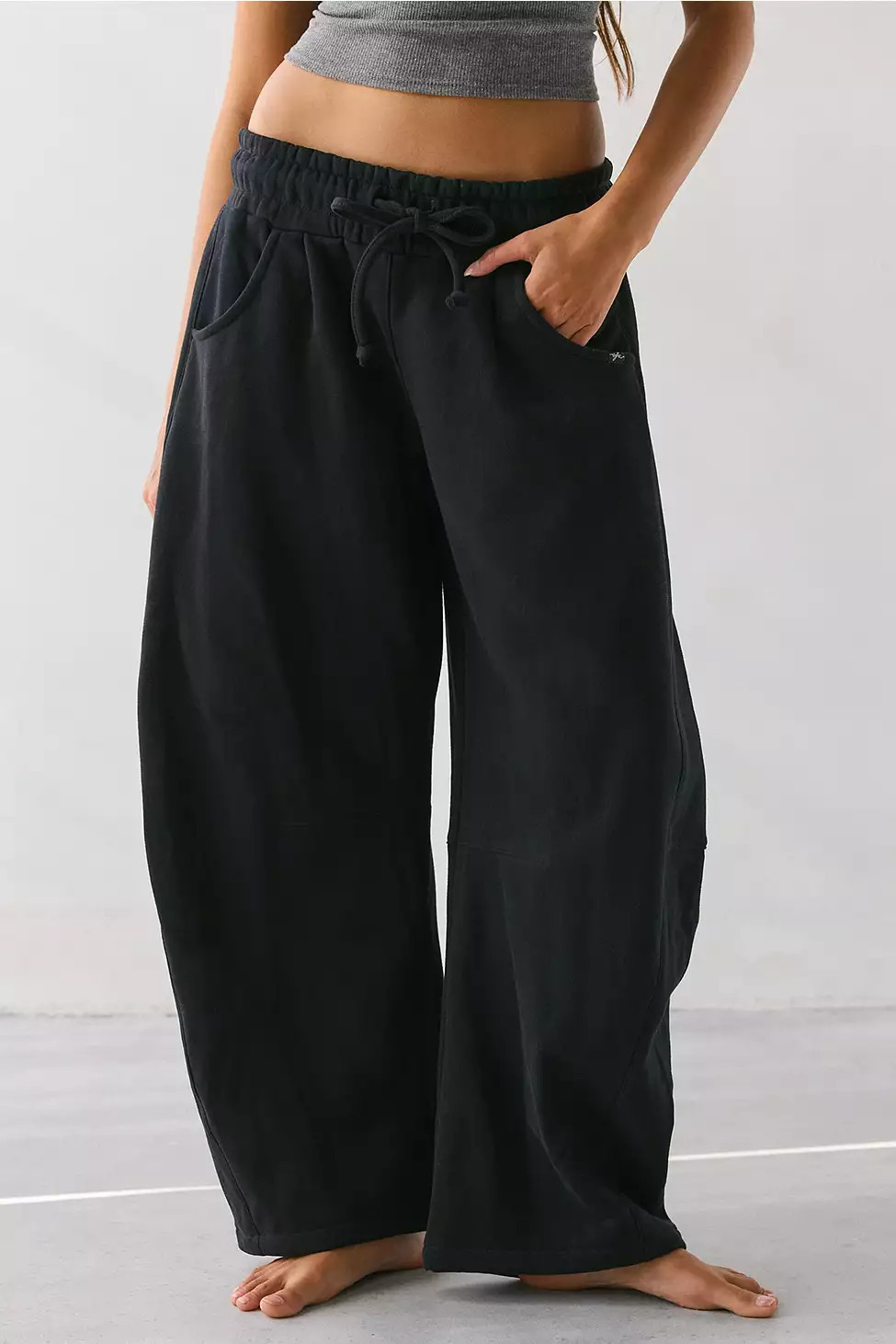 Out From Under Essential Barrel Leg Joggers - Black L at Urban Outfitters | Urban Outfitters UK
