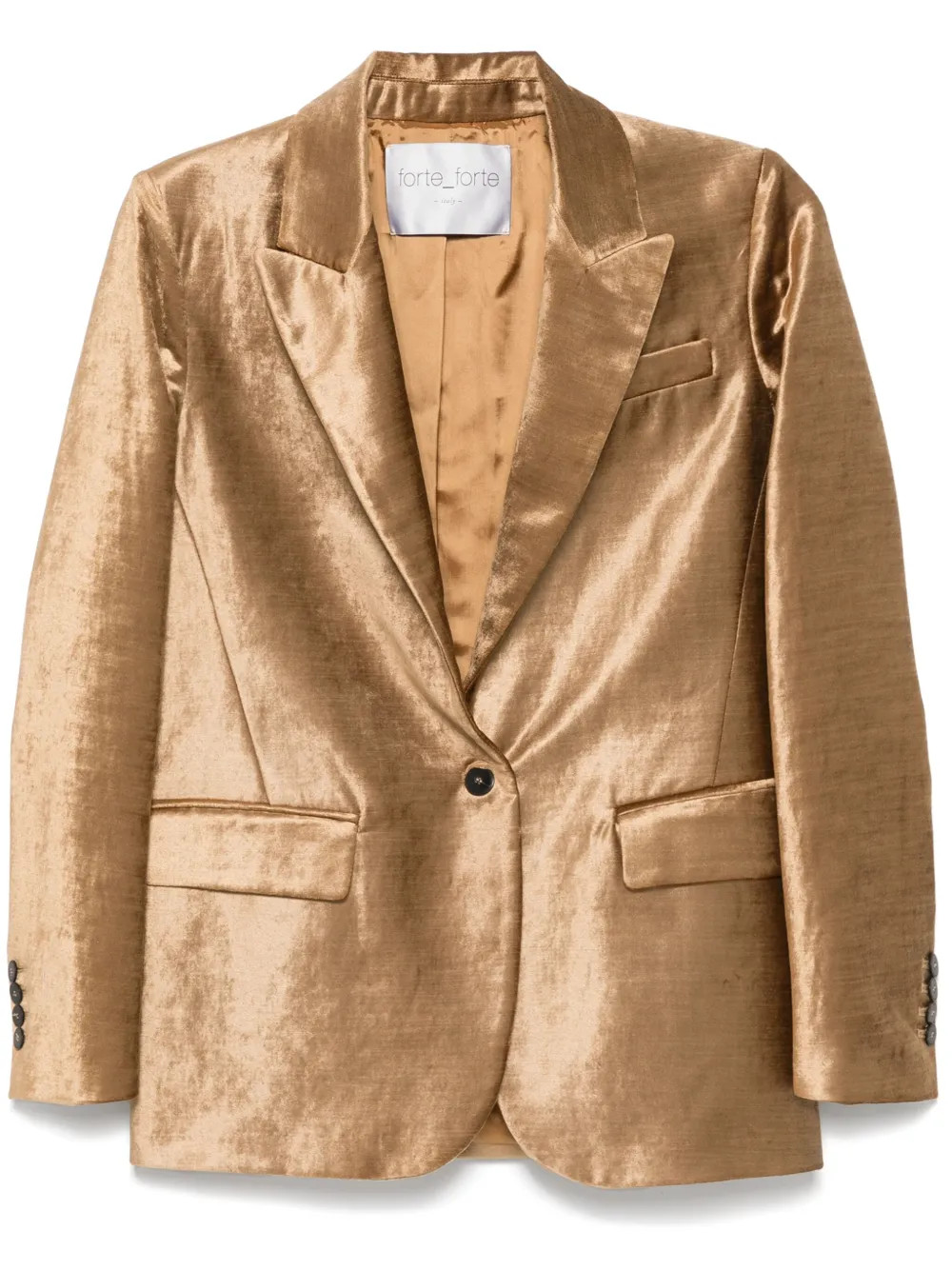 Forte Forte crushed-velvet Blazer | Gold | FARFETCH | Farfetch Global