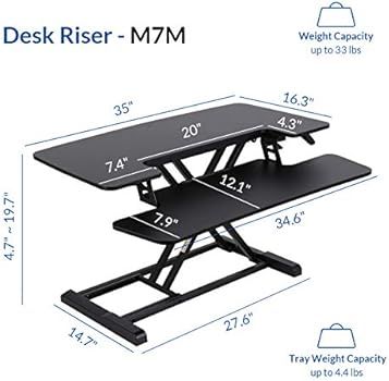 FLEXISPOT Standing Desk Converter - 35 Inch Height Adjustable Stand Up Desk Riser, Black Home Office | Amazon (US)