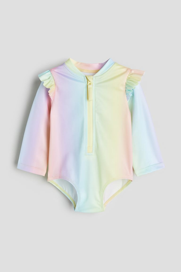 Long-sleeved Swimsuit - Light yellow/gradient - Kids | H&M US | H&M (US + CA)
