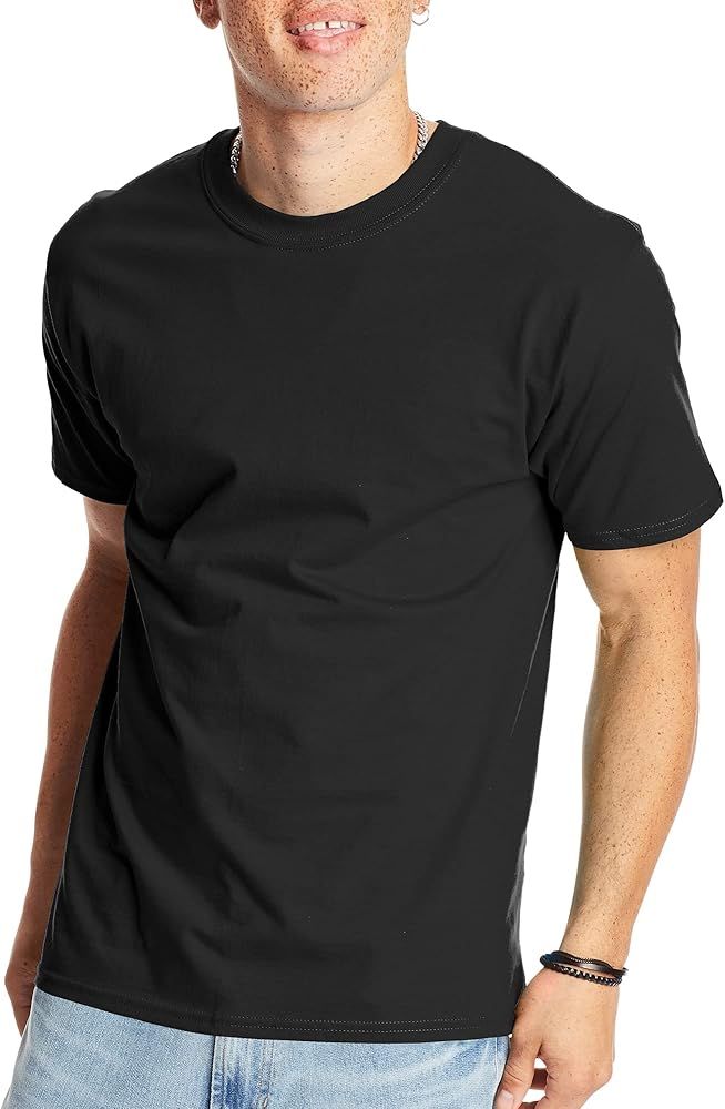Hanes mens Beefyt T-shirt, Heavyweight Cotton Crewneck Tee, 1 Or 2 Pack, Available in Tall Sizes | Amazon (US)