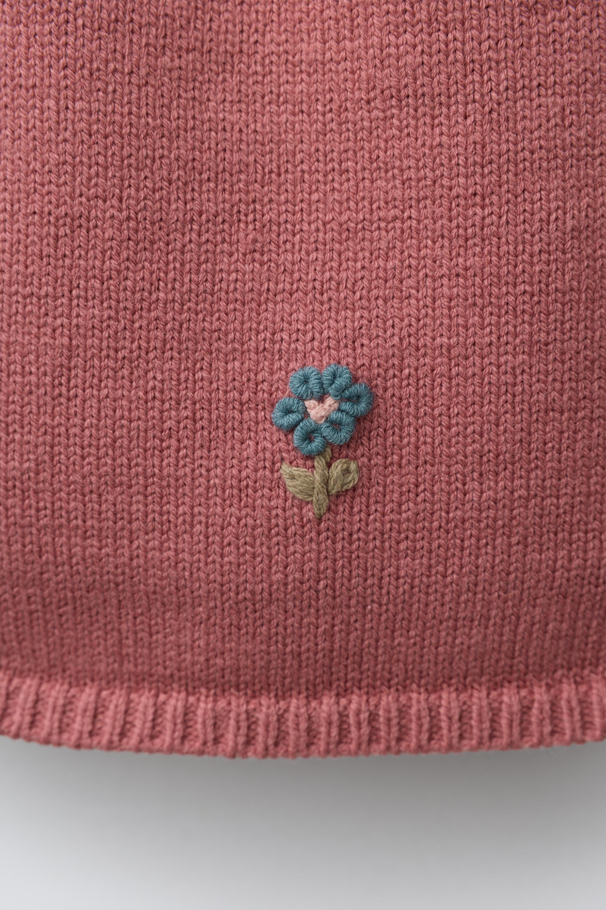 FLORAL EMBROIDERY KNIT SKIRT | Zara US