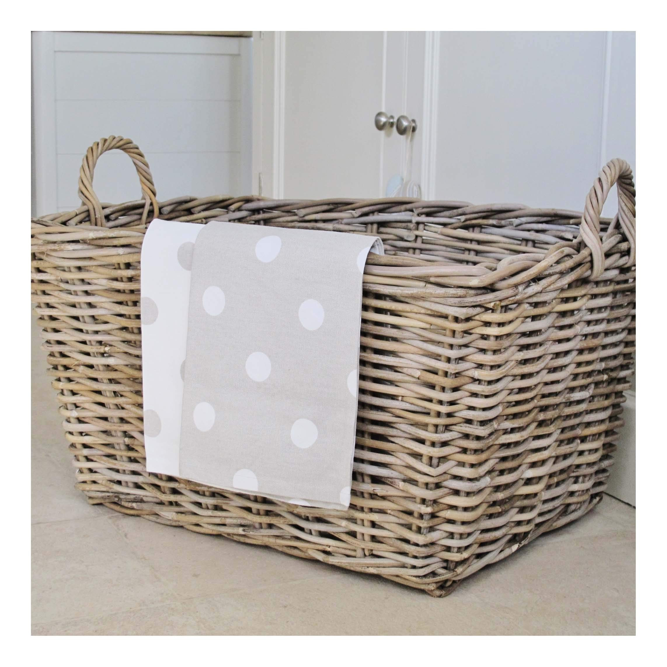 Large Wicker Log Storage Basket with Handles Grey Buff Rattan | Amazon (UK)