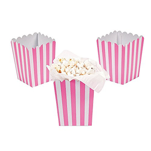 Paper Mini Candy Pink Striped Popcorn Boxes - 24 pcs | Amazon (US)