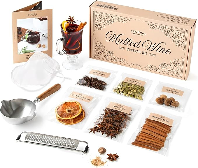 Cooking Gift Set Mulled Wine Kit | Stainless Steel Infuser for Wine & Spices, 10 Reusable Bags, L... | Amazon (US)