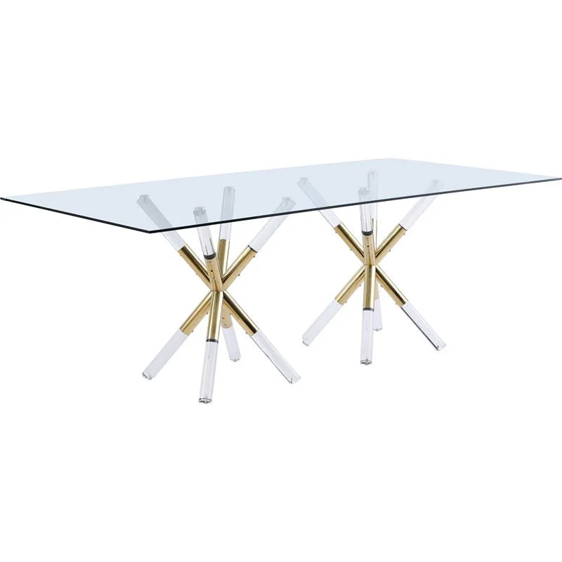 Meridian Furniture Mercury Rectangular Tempered Glass Top Dining Table | Walmart (US)