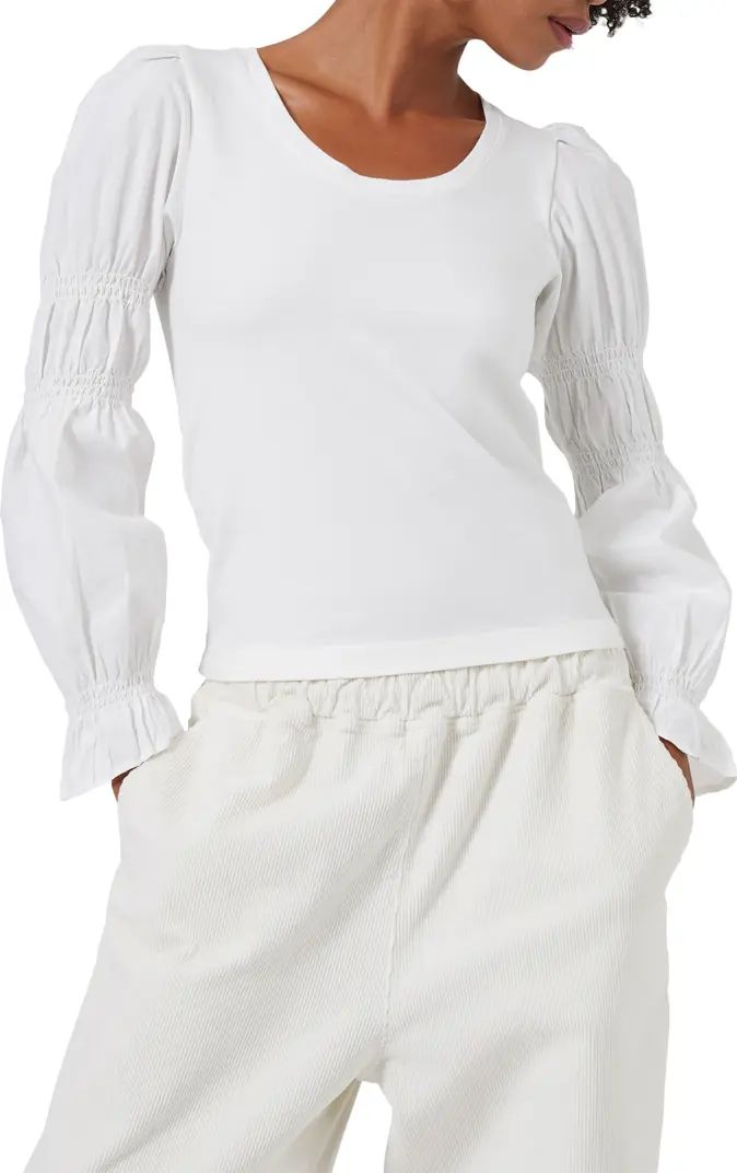 French Connection Tim Tim Mixed Media Stretch Cotton Blouse | Nordstrom | Nordstrom