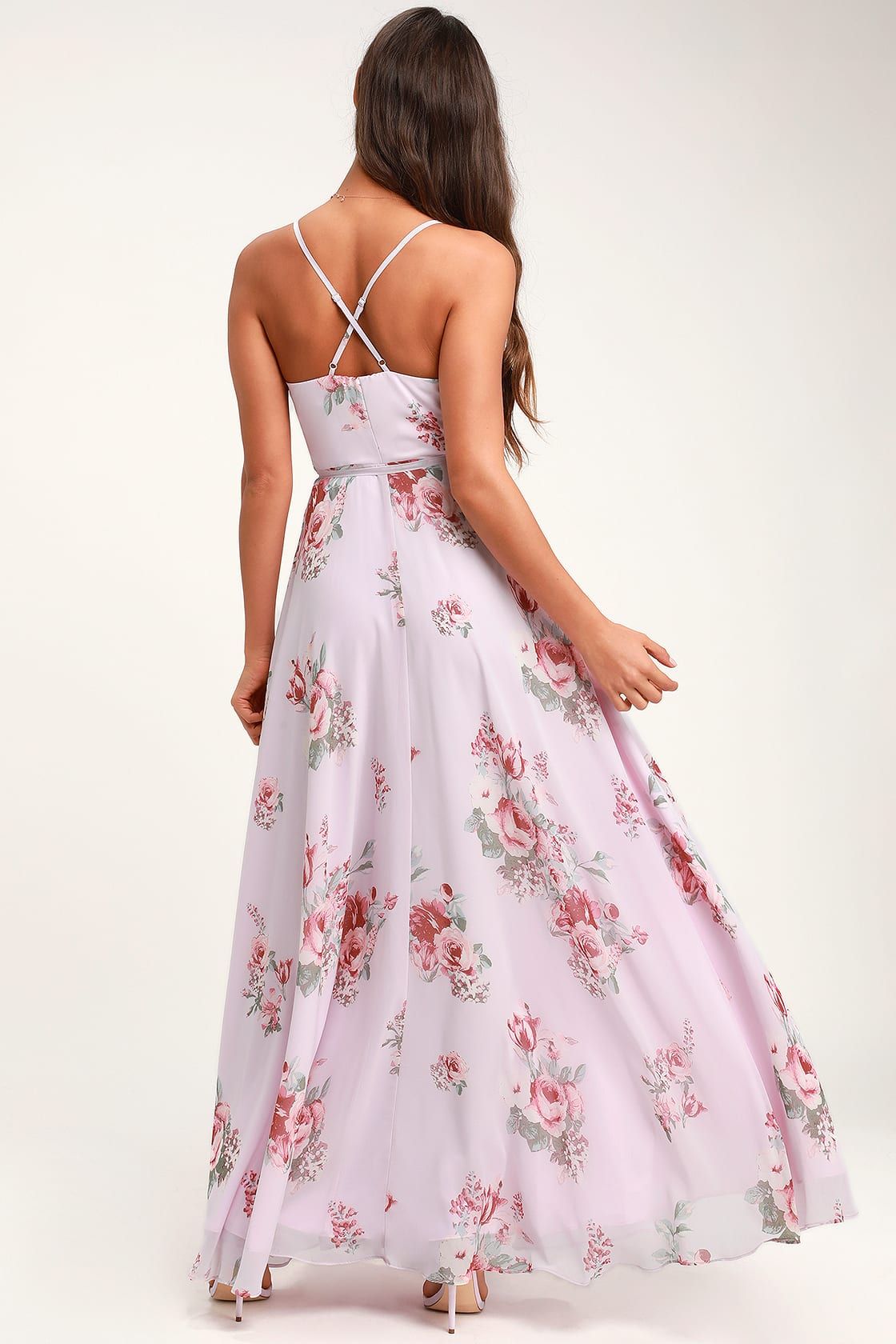 Elegantly Inclined Lavender Floral Print Wrap Maxi Dress | Lulus (US)