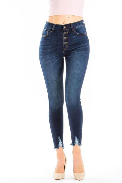 Dark Wash Button Fly Jeans | Stella Clothing Boutique