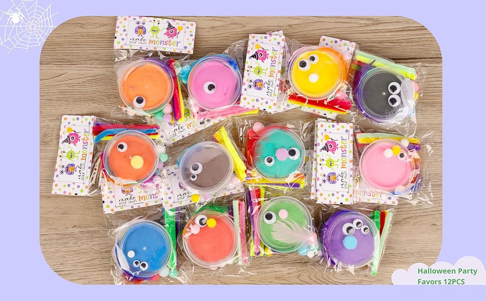 VENUSFIT Halloween Party Favors - 12 PCS Halloween Crafts DIY Monster Air Dry Clay Bulk - Classro... | Amazon (US)
