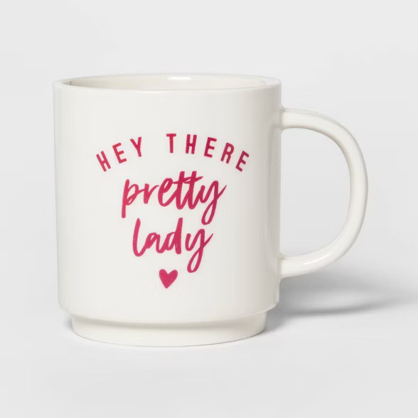 16oz Stoneware Hey There Pretty Lady Mug Cream - Threshold™ | Target