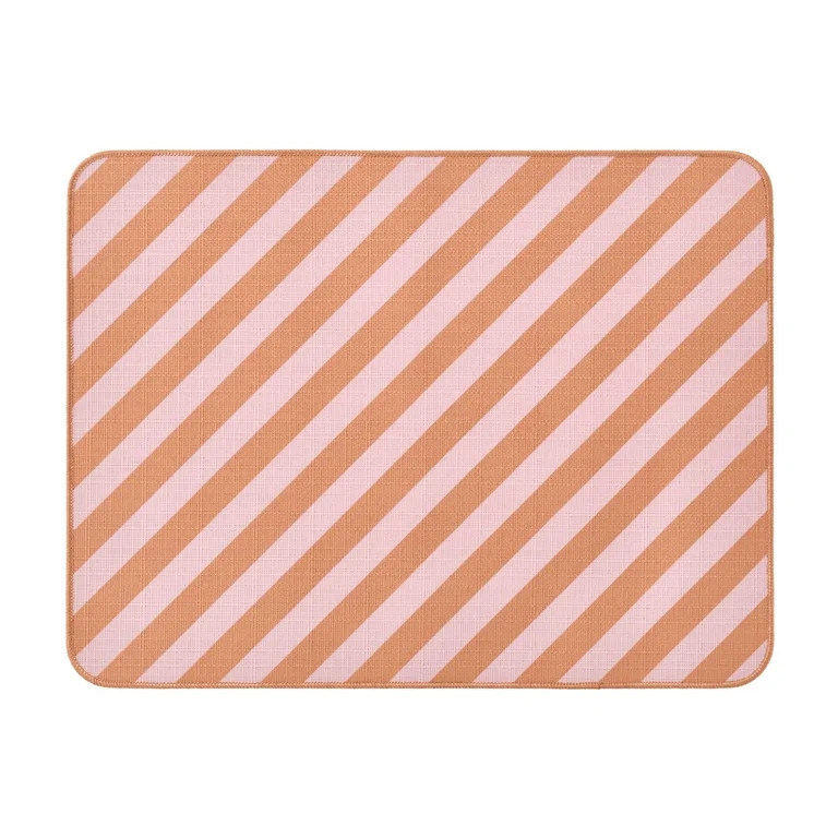 Beautiful Printed Stripe Dish Drying Mat by Drew Barrymore, Coral Rose, 24"Wx18" | Walmart (US)