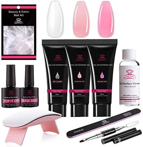 Makartt Poly Nail Gel Kit with Led Nail Lamp Clear Pink Nail Gel for Nail Building Nail Extension... | Amazon (US)