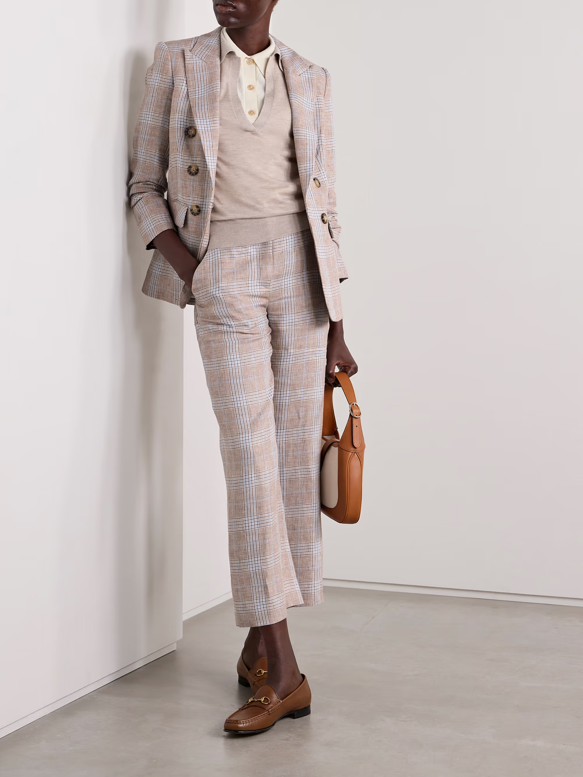 Brixton cropped checked linen wide-leg pants | NET-A-PORTER (US)