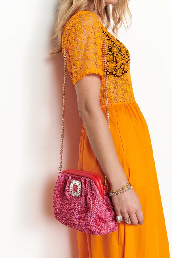 Pink Raffia Clutch Bag | Never Fully Dressed (UK & IE)