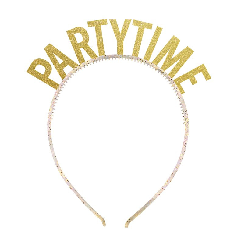 Gold Glitter Plastic Party Time Headband 4 Count 1.5" x 5" by Way to Celebrate | Walmart (US)
