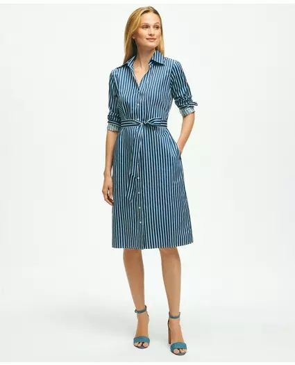 Supima® Cotton Sateen Belted Shirt Dress | Brooks Brothers