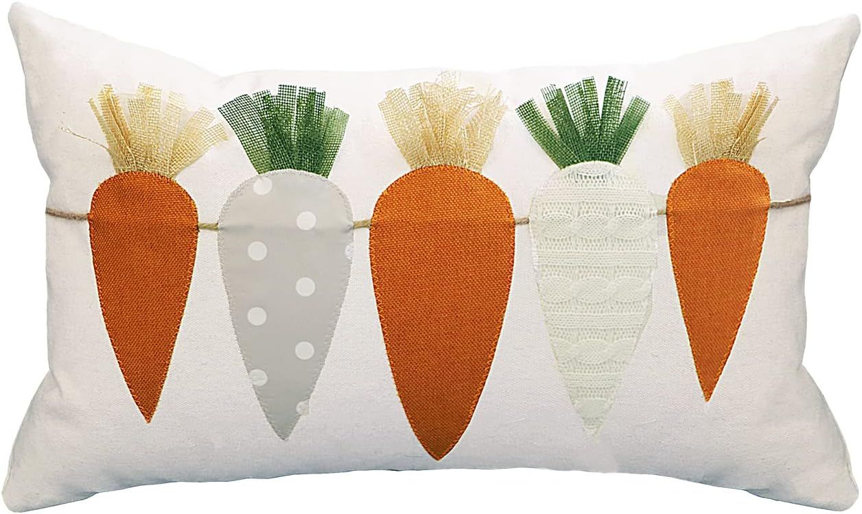 PICUKI Carrot Throw Pillow Covers 12x20 Inches Cotton and Linen Couch Pillows Case Cute Cartoon D... | Amazon (US)