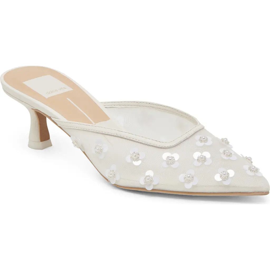 Dolce Vita Clara Pearl Pointed Toe Pump in White Mesh at Nordstrom Rack, Size 6 | Nordstrom Rack