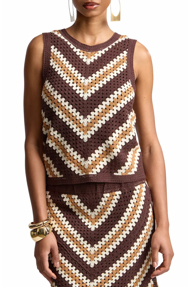 Avec Les Filles Chevron Crochet Sleeveless Top (Women) | Nordstrom | Nordstrom