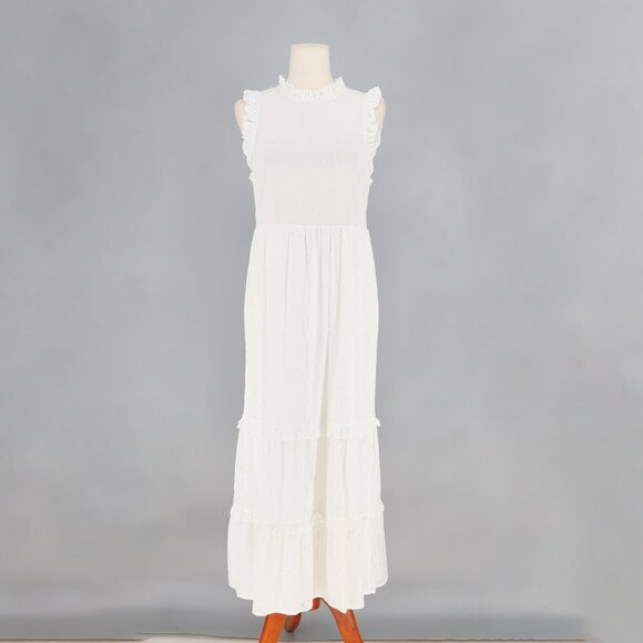 MARIE OLIVER Quinnlyn Tiered White Paisley Midi Dress Size M | Poshmark