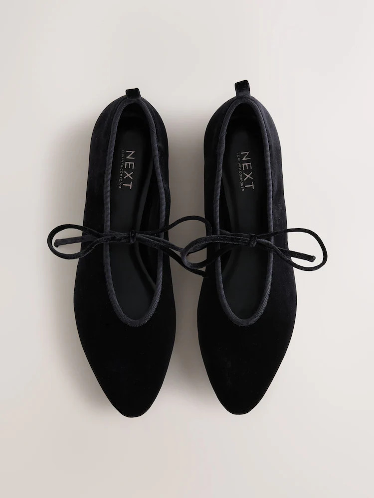 Black Forever Comfort® Velvet Tie Mary Jane Shoes | Next EU