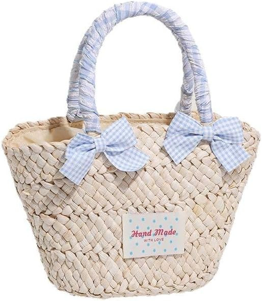 Women's Handwoven Straw Tote Bag - Cute Boho Beach Bag for Summer Picnic Vacation Kawaii Handbag ... | Amazon (US)