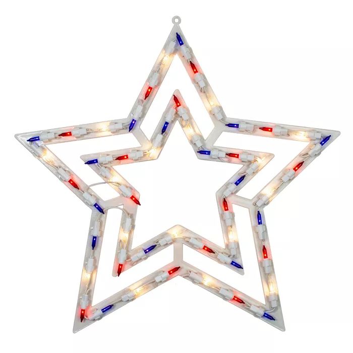 Northlight 17" Lighted Red, White and Blue Patriotic Star Window Silhouette Decoration | Target