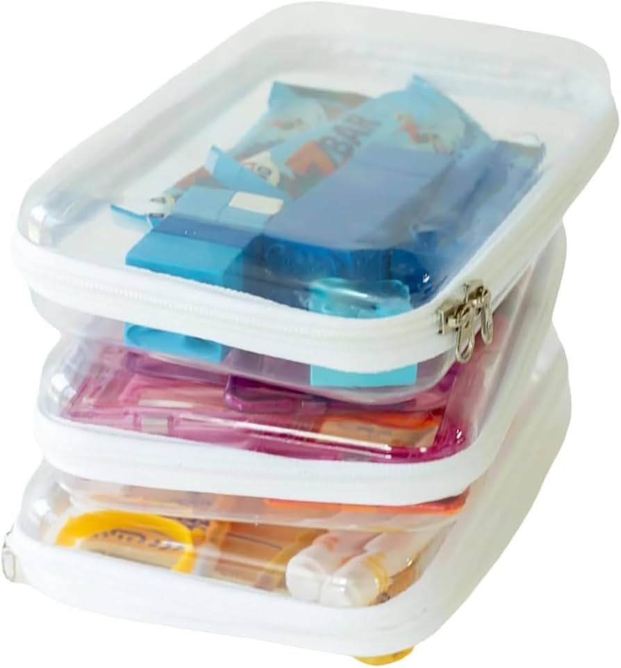 Zippered Transparent Cases for Snacks: Clear Hard Shell Portable Waterproof Cosmetic Bag with Zip... | Amazon (US)