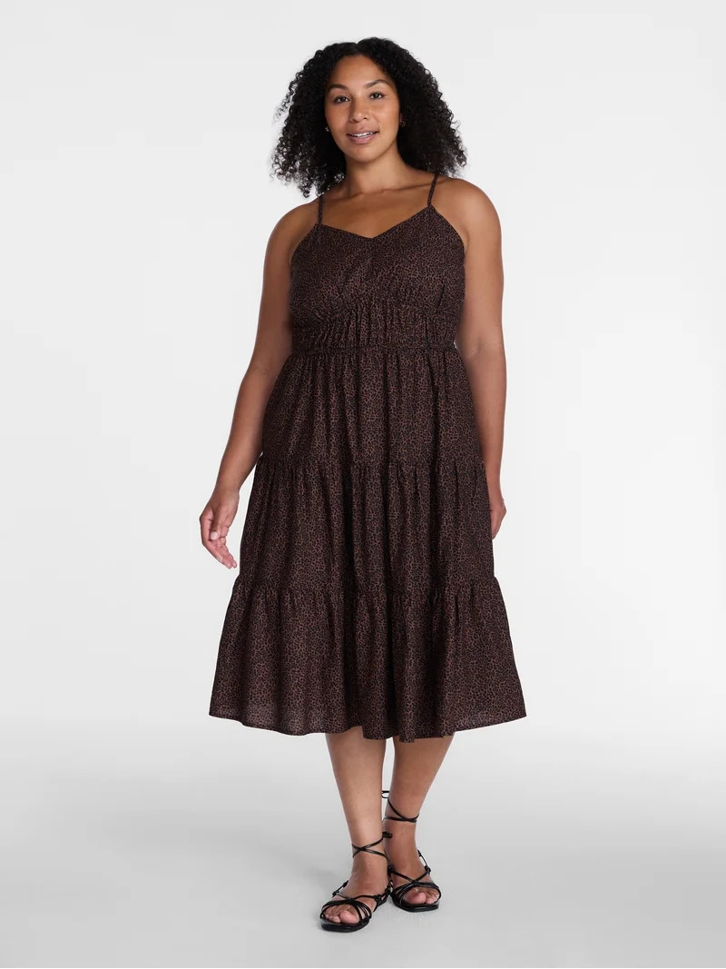 Time and Tru Women's Spaghetti Strap Midi Dress, Sizes XS-XXXL | Walmart (US)