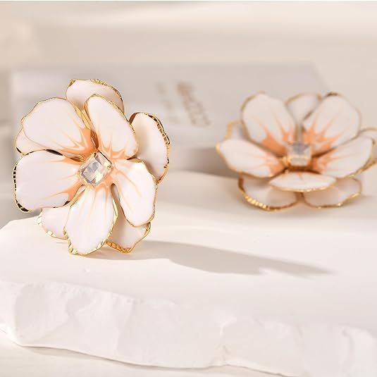 AllenCOCO Large Flower Earrings for Women, 14K Gold Plated S925 Sterling Silver Post Hypoallergen... | Amazon (US)