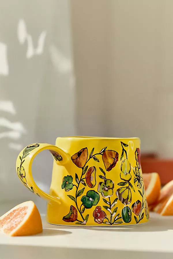 The Mud Fairy Blooming Hearts Stoneware 24k Gold Accent Mug | Anthropologie (US)