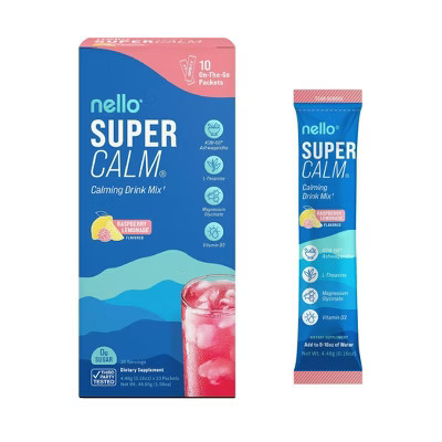 Nello Supercalm Calming Drink Mix Supplement Powder - Raspberry Lemonade - 10ct | Target